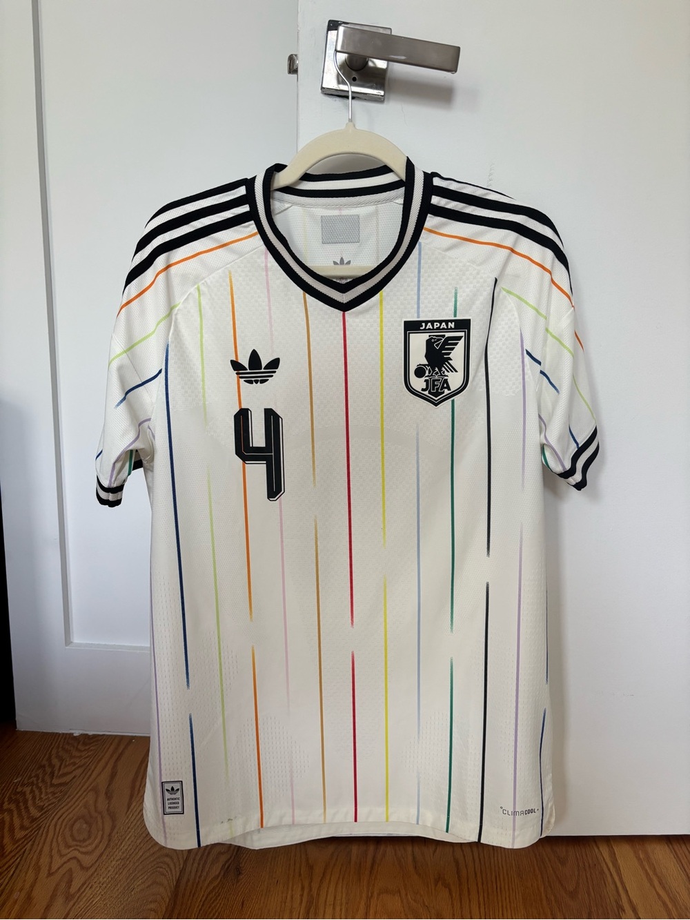 Adidas Japan White Jersey with Multicolor Pinstripes World Cup 2026 size M US